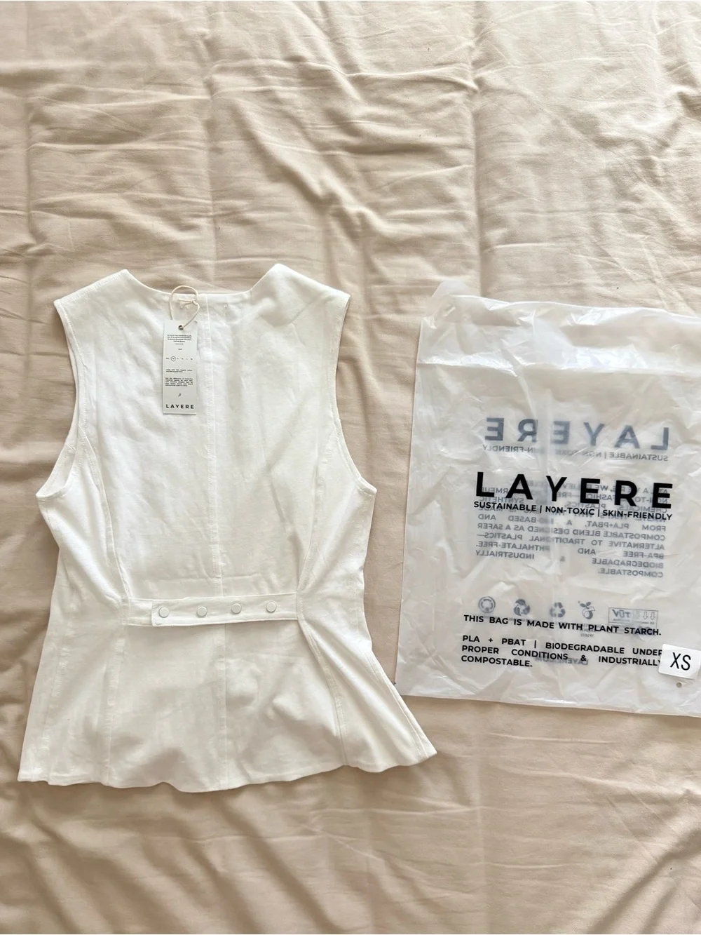 Layere Organic Cotton White Tailored Linen Vest